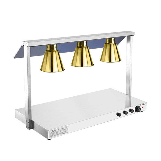 Warmhalteplatte Edelstahl - 1,5 kW - mit 3 Infrarot-Wärmelampen - Gold