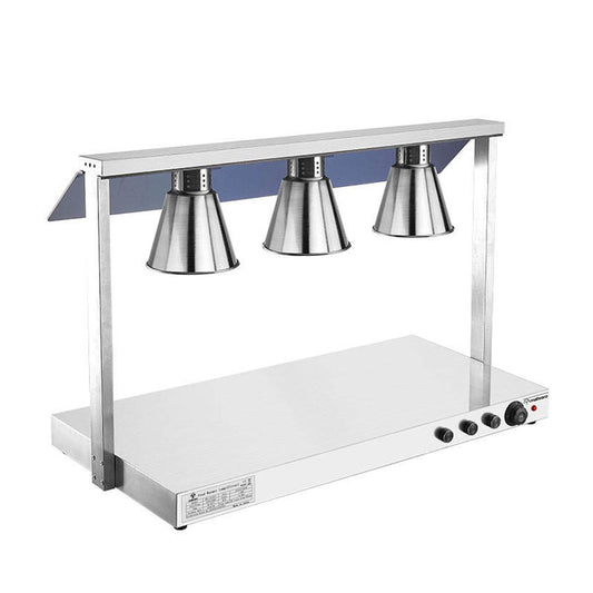 Warmhalteplatte Edelstahl - 1,5 kW - mit 3 Infrarot-Wärmelampen - Silver
