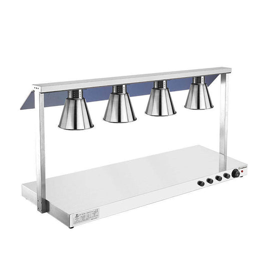 Warmhalteplatte Edelstahl - 2.0 kW - mit 4 Infrarot-Wärmelampen - Silver