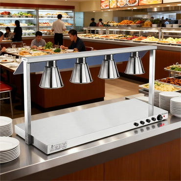 Warmhalteplatte Edelstahl - 2.0 kW - mit 4 Infrarot-Wärmelampen - Silver