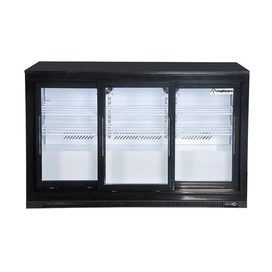 Barkühlschrank - 1340mm - 250 Liter -Schiebetüren - Schwarz