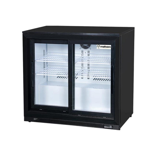 Barkühlschrank - 900mm - 160 Liter - mit Schiebetüren - Schwarz