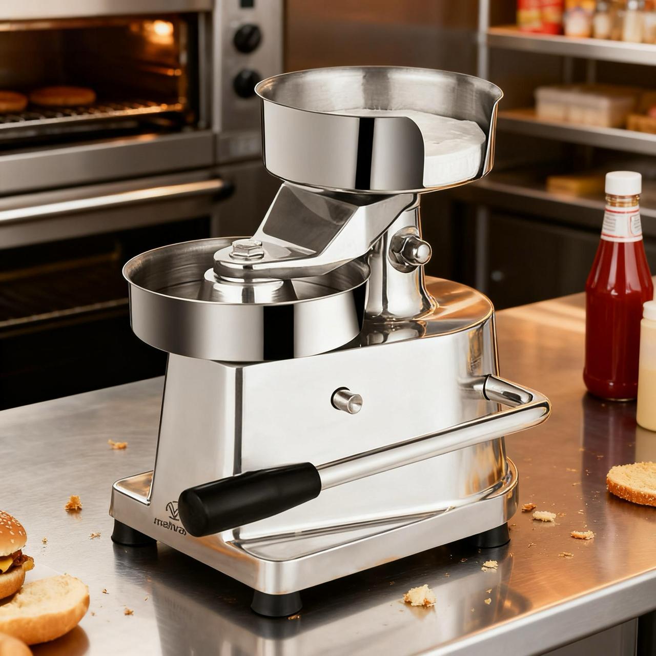 Manuelle Hamburgermaschine - 150 mm - Silber