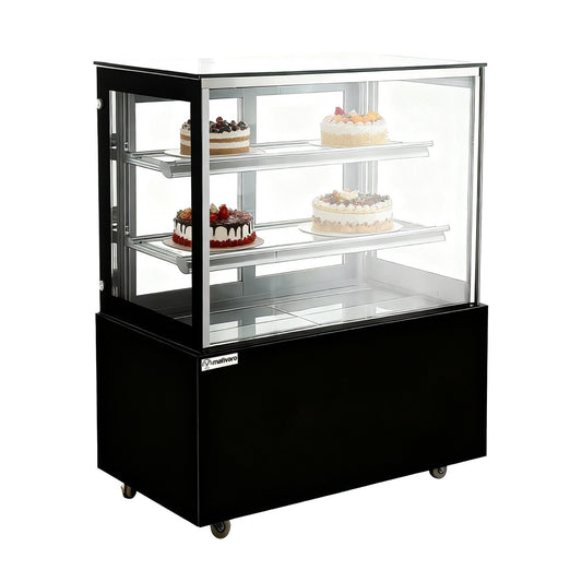 Kühl- & Kuchenvitrine - 900mm - Doppelverglasung - Spiegelfront - Schwarz