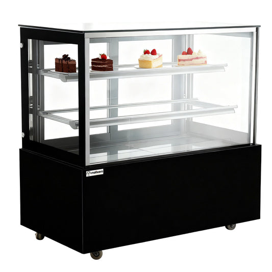 Kühl- & Kuchenvitrine - 1200mm - Doppelverglasung - Spiegelfront - Schwarz