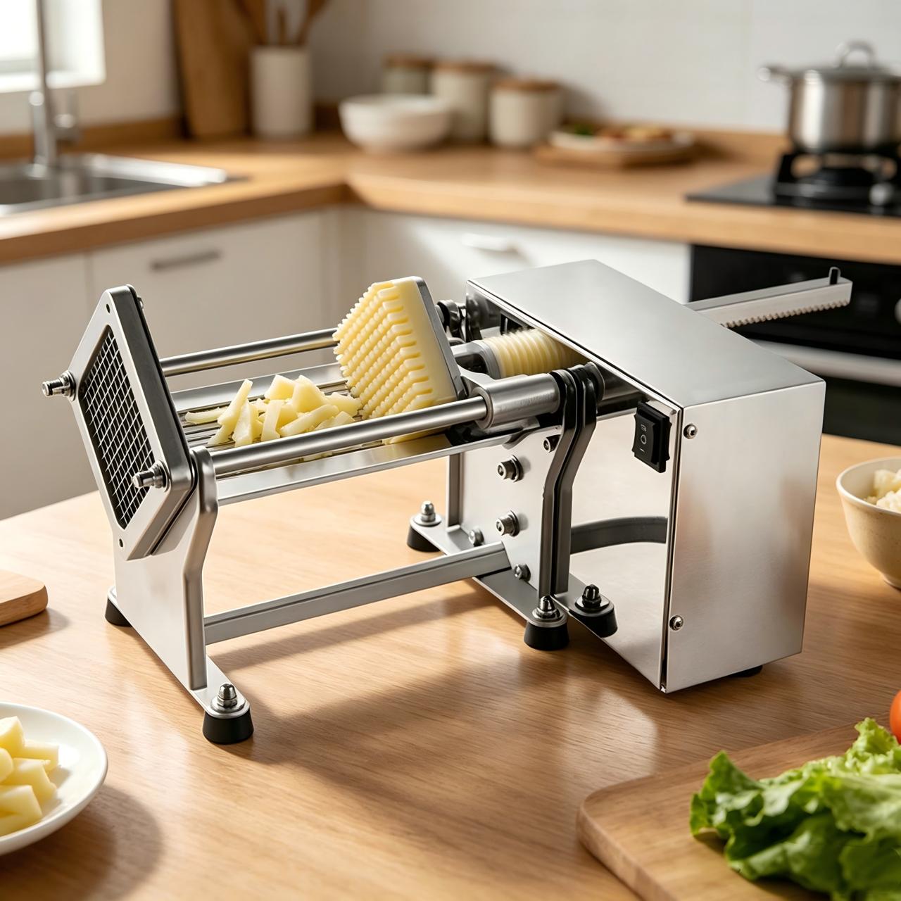 Elektro Pommes-Schneider – automatisch – inkl. 3 Messereinsätze (6, 9, 13 mm