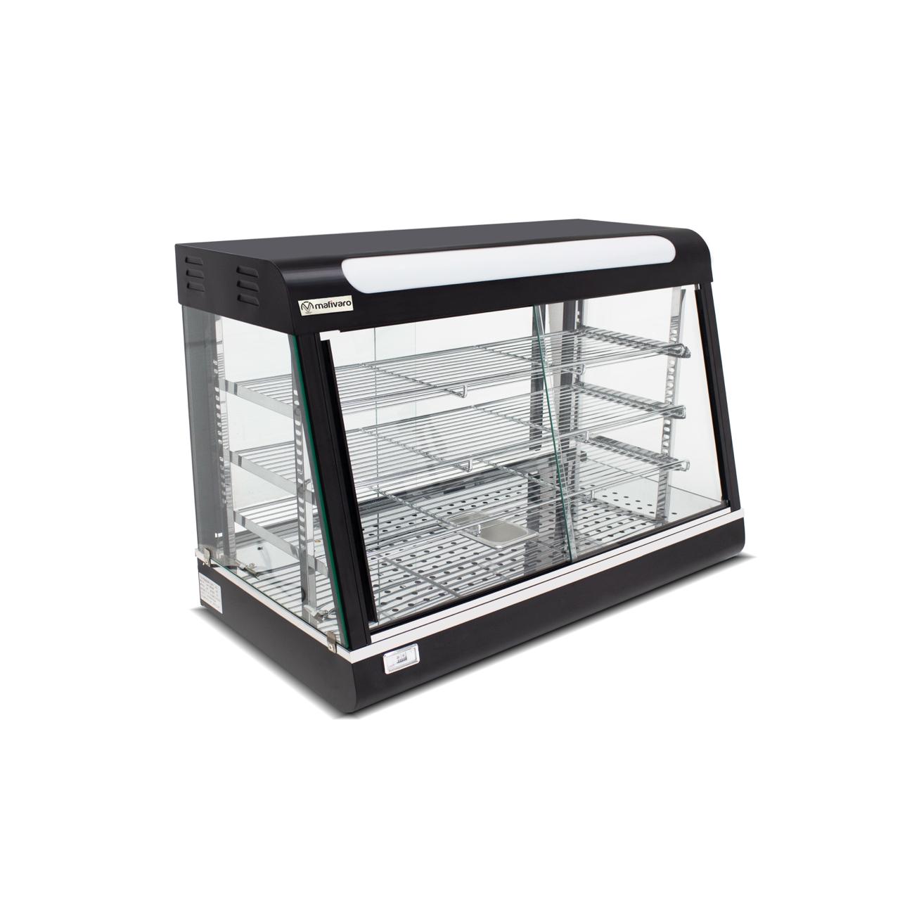 Warmhaltevitrine - 900mm - 1,84 kW - Schwarz