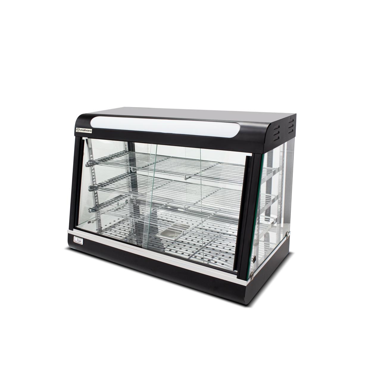 Warmhaltevitrine - 900mm - 1,84 kW - Schwarz