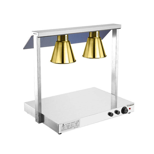 Warmhalteplatte Edelstahl - 1 kW - mit 2 Infrarot-Wärmelampen - Gold