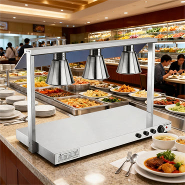 Warmhalteplatte Edelstahl - 1,5 kW - mit 3 Infrarot-Wärmelampen - Silver