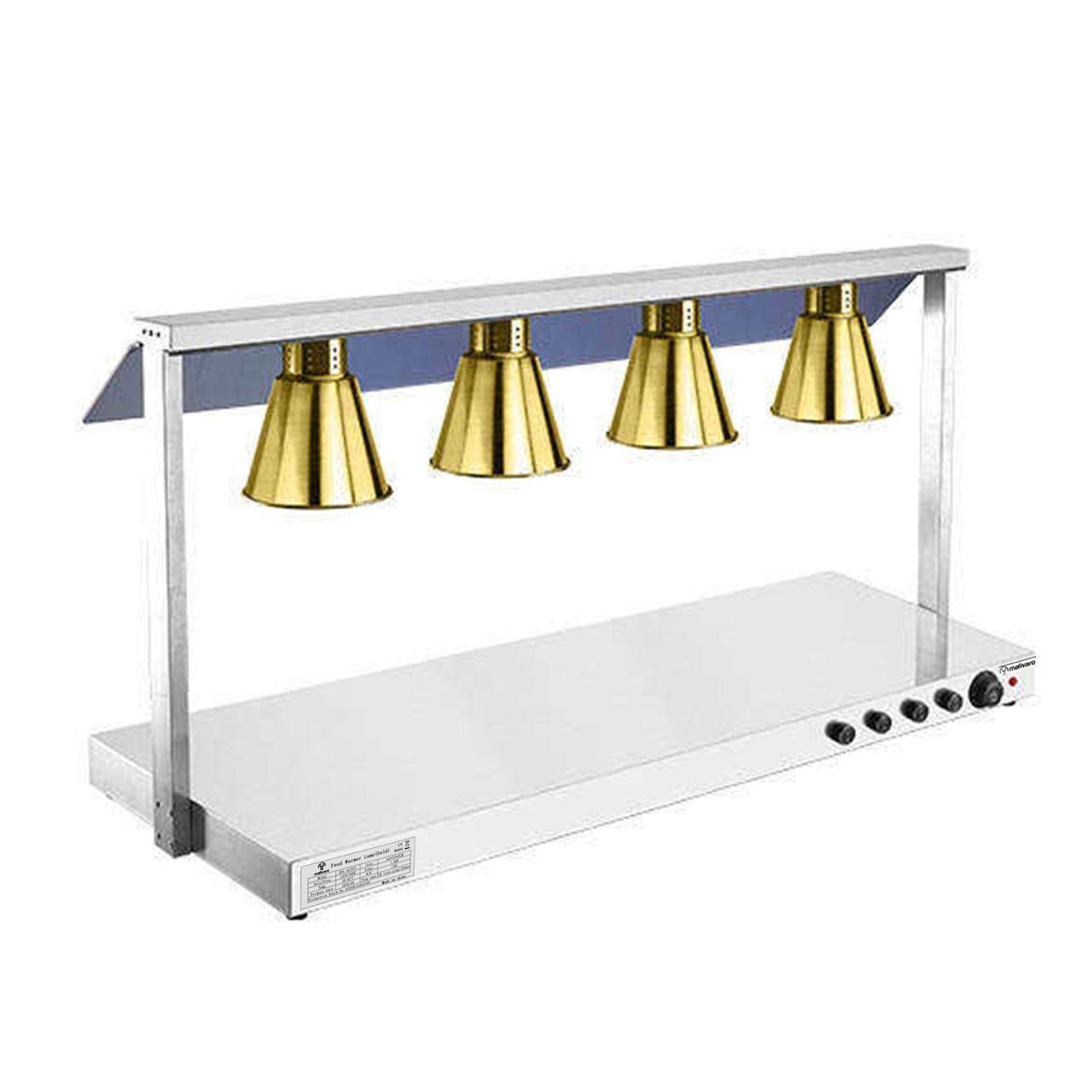 Warmhalteplatte Edelstahl - 2.0 kW - mit 4 Infrarot-Wärmelampen -  Gold