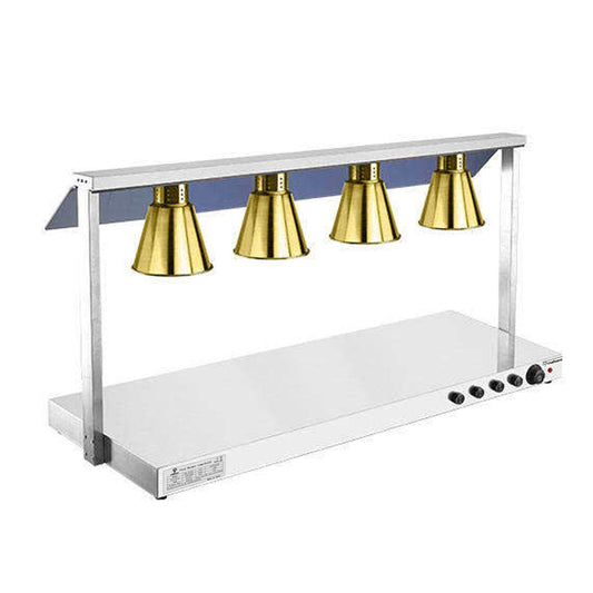 Warmhalteplatte Edelstahl - 2.0 kW - mit 4 Infrarot-Wärmelampen -  Gold
