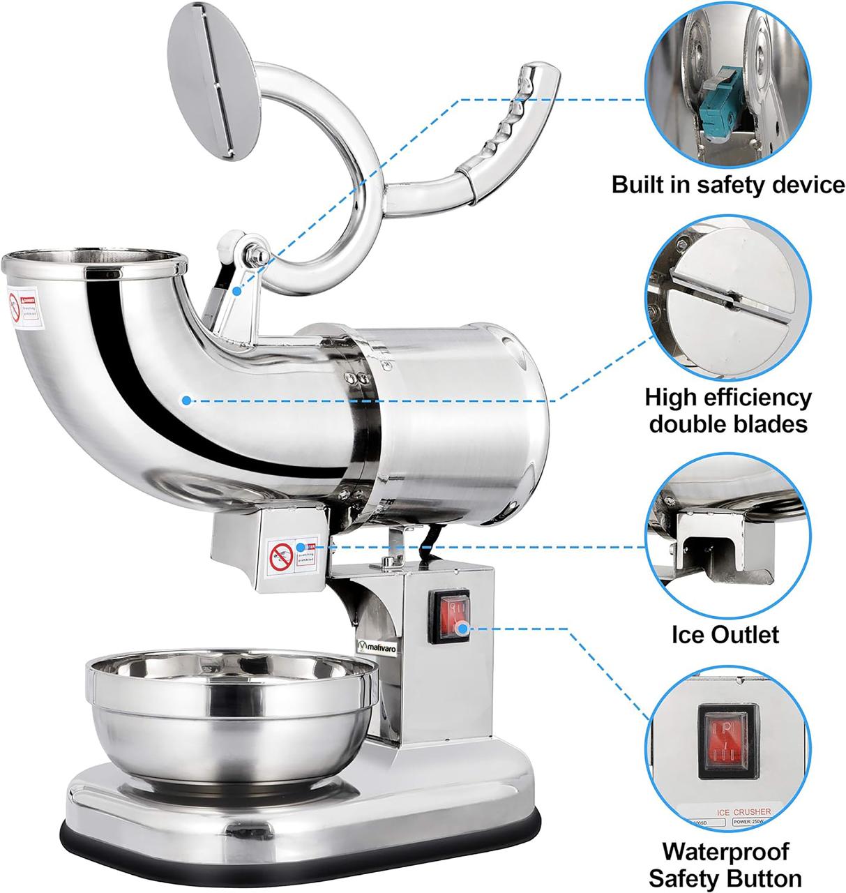 Tisch-Eiscrusher für Flockeneis - 2 kg/min