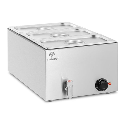 Elektro Bain-Marie - mit 3 GN - 0.6 kW - mit Ablasshahn