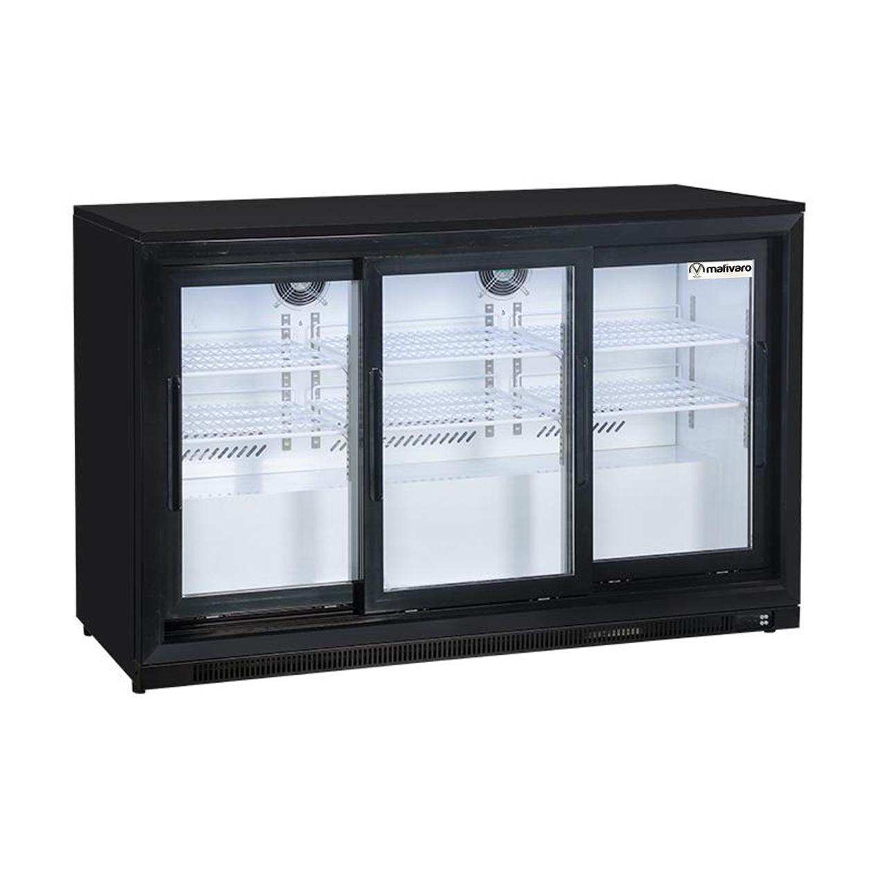 Barkühlschrank - 1340mm - 250 Liter -Schiebetüren - Schwarz