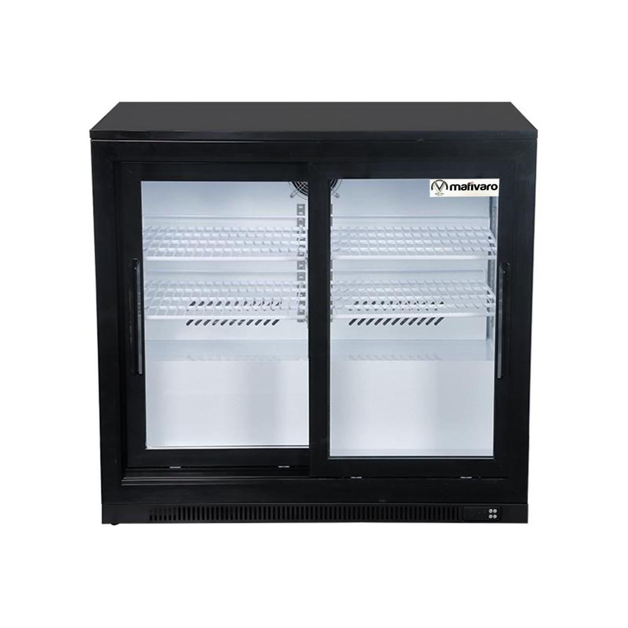 Barkühlschrank - 900mm - 160 Liter - mit Schiebetüren - Schwarz