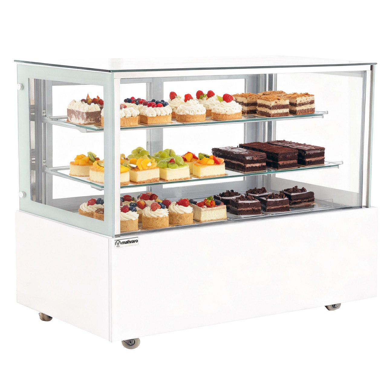 Kühl- & Kuchenvitrine - 1500mm - Doppelverglasung - Spiegelfront - Weiss