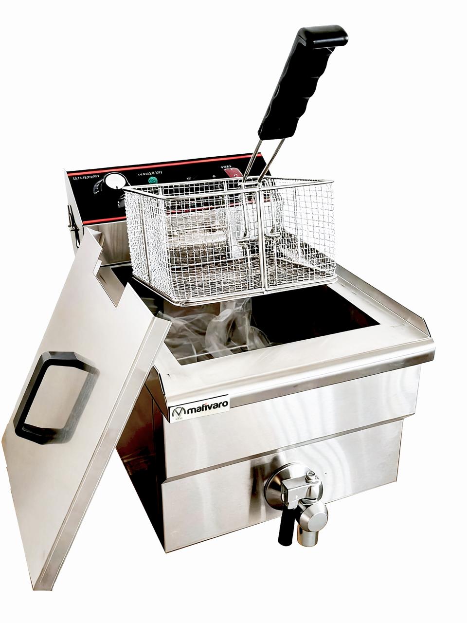 Elektro Doppelfritteuse - 13 Liter - 3 kW-mit Ablasshahn