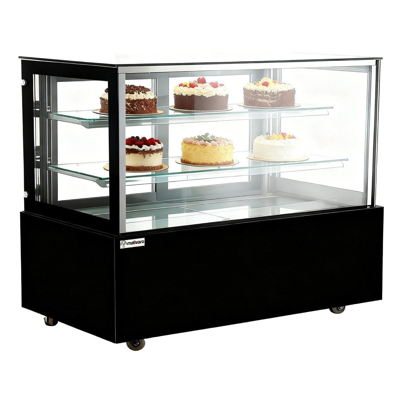 Kühl- & Kuchenvitrine - 1500mm - Doppelverglasung - Spiegelfront - Schwarz