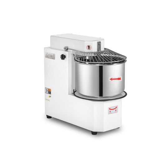 Teigknetmaschine - 40 Liter / 38 kg - 2 Geschwindigkeiten - Kessel abnehmbar & Rührwerk aufklappbar - Timerfunktion