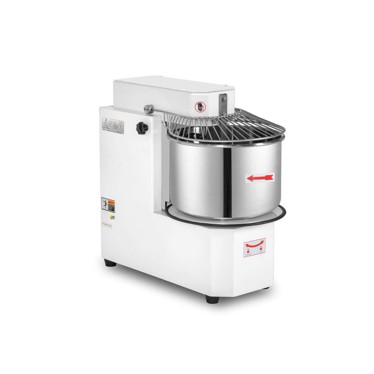 Teigknetmaschine - 20 Liter / 18 kg - 2 Geschwindigkeiten - Kessel abnehmbar & Rührwerk aufklappbar - Timerfunktion