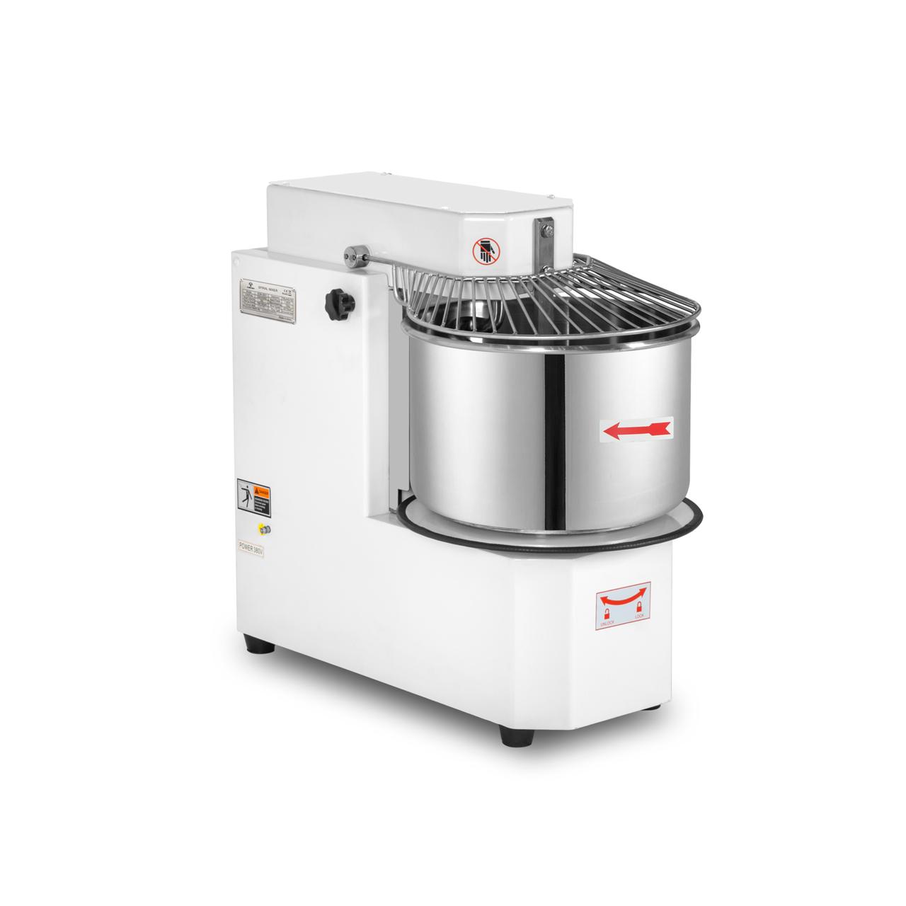 Teigknetmaschine - 50 Liter / 44 kg - 2 Geschwindigkeiten - Kessel abnehmbar & Rührwerk aufklappbar - Timerfunktion