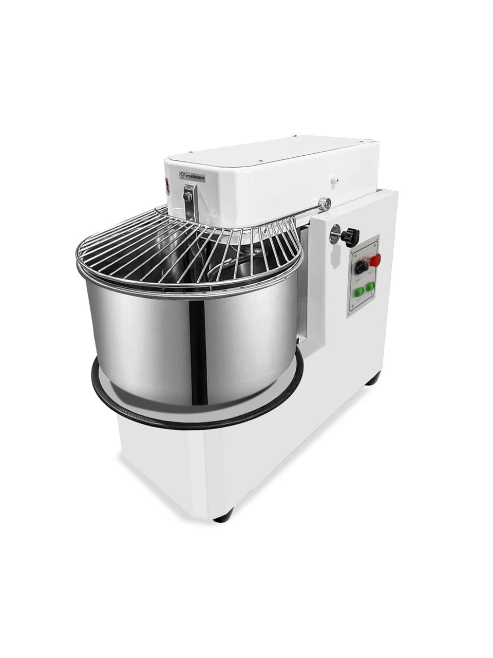 Teigknetmaschine - 40 Liter / 38 kg - 2 Geschwindigkeiten - Kessel abnehmbar & Rührwerk aufklappbar - Timerfunktion