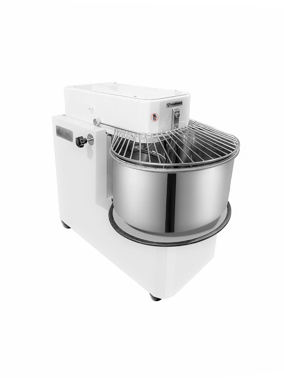 Teigknetmaschine - 40 Liter / 38 kg - 2 Geschwindigkeiten - Kessel abnehmbar & Rührwerk aufklappbar - Timerfunktion